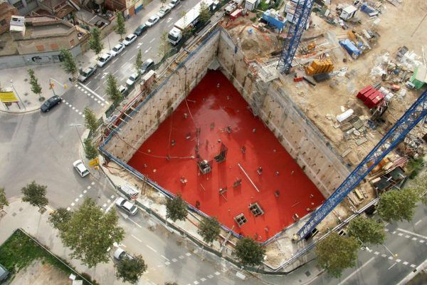 Vista aérea de una cimentación